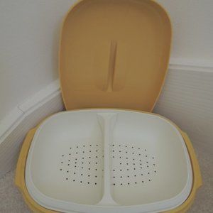 Serving Dish Tupperware 4 Pc Vegetable Platter - Straining Server + Lid Vtg 70s